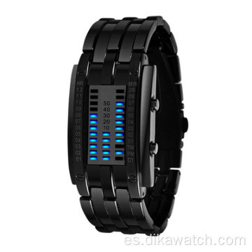 Reloj digital de acero inoxidable con cadena LED original Reloj de pulsera deportivo elegante punk para hombre Reloj de pulsera analógico innovador para hombre